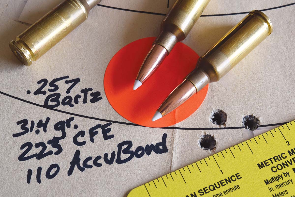 Groups like this with 110-grain bullets at 2,750 fps distinguish Brenton ARs as hunting rifles.